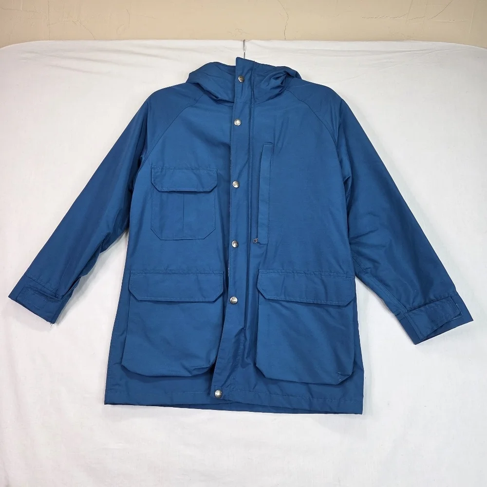 Vintage Woolrich Woman Blue Hooded Parka Jacket Wool Lined USA‎ Sz S